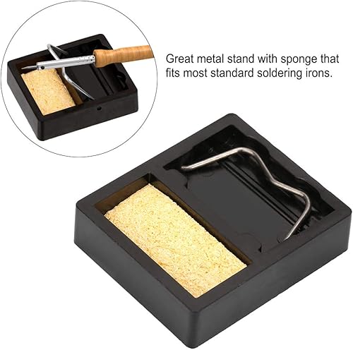 Miniatura 3 de HWY-001 Mini soporte de hierro eléctrico con esponja limpiadora de puntas 1,112.0 F resistente a altas temperaturas para soldar, ensamblar y