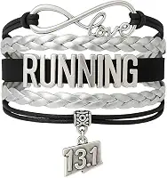 Coleção Infinity Presentes de Corrida - Pulseira de Corrida, Joias de Corrida, Pulseira de Pingente de Corrida Ajustável - Perfeito Cross Country, Track, Presentes de Maratona..., 13.1