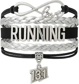 Coleção Infinity Presentes de Corrida - Pulseira de Corrida, Joias de Corrida, Pulseira de Pingente de Corrida Ajustável - Perfeito Cross Country, Track, Presentes de Maratona..., 13.1