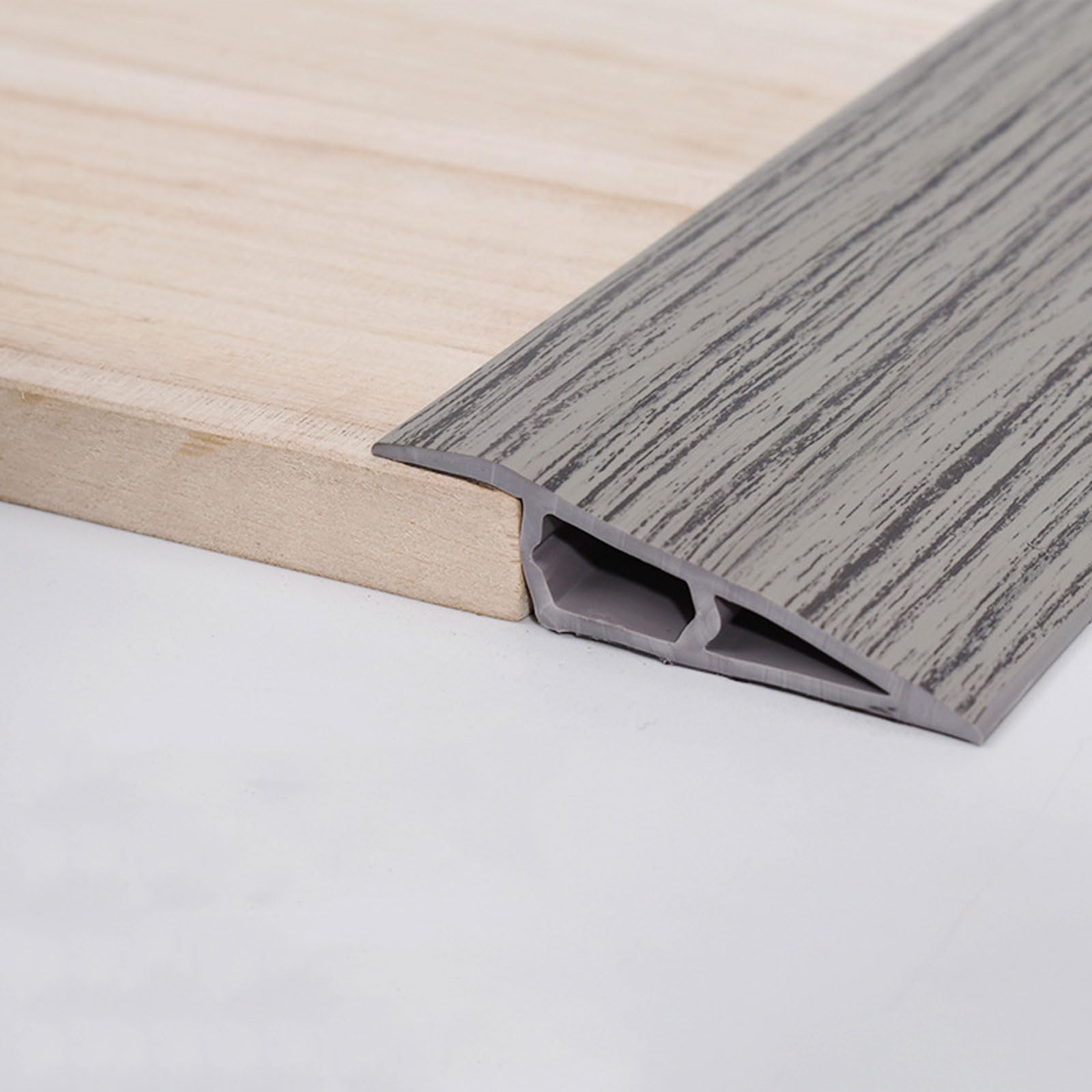 10FT/3meter Floor Transition Strip Vinyl Door Threshold Flooring Transition Self Adhesive Carpet Edging For Laminate Doorway Edge， Height Threshold Ramps(Size:12-15mm,Color:Gray wood grain)