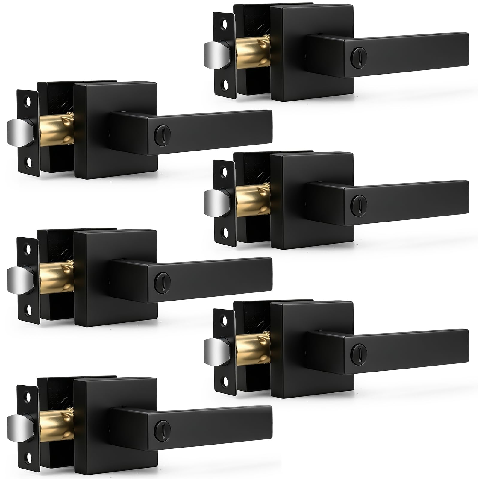 Probrico Brushed Nickel Door Handles with Lock - 3 Pack -4
