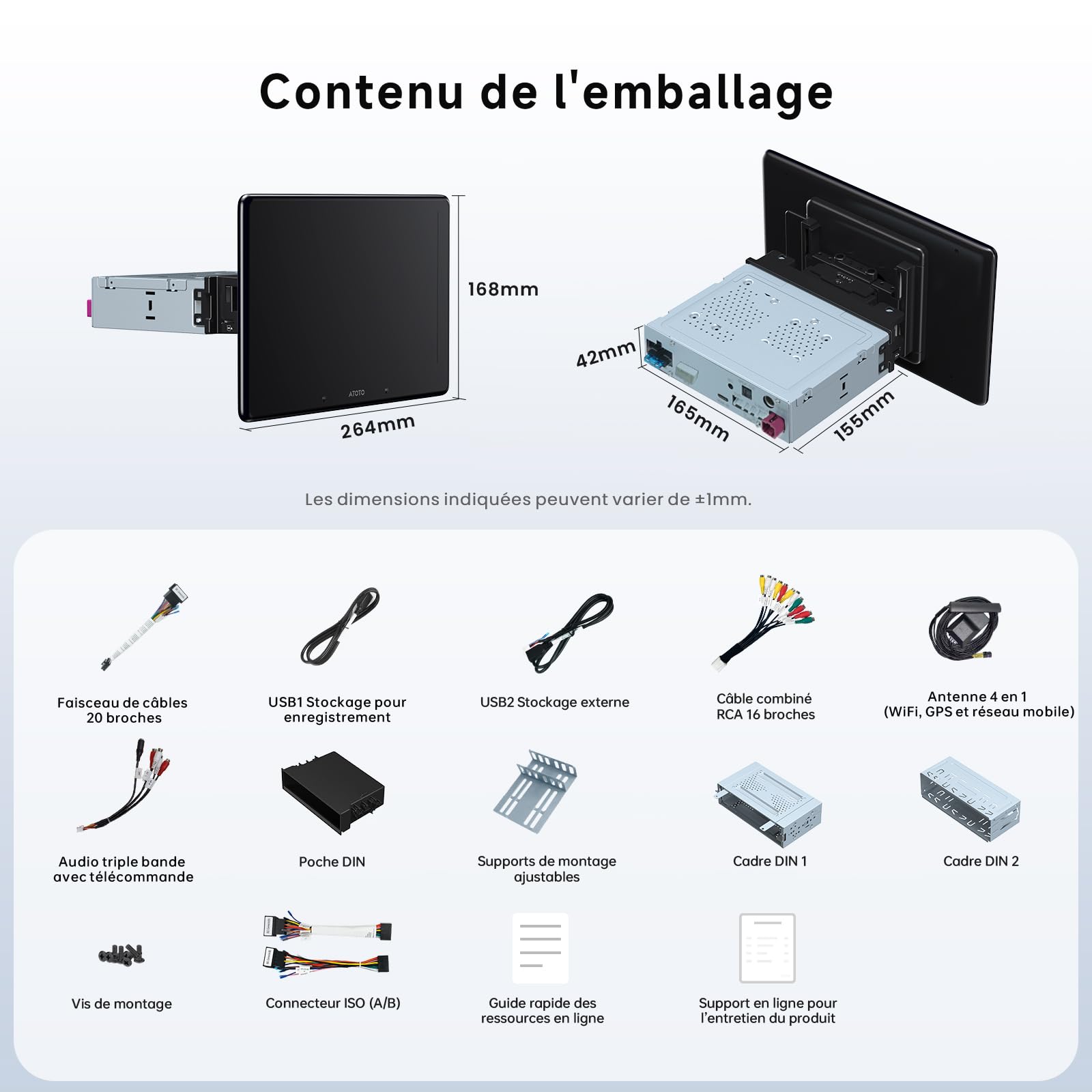 ATOTOZONE X10 Autoradio Android 10" QLED, Écran Flottant 1 DIN & 2 DIN, Agent IA & Vision IA, LiveView à Distance, Alerte Golden Hour, 4G LTE, 8G+128G, Audio 7.1.2 CH, CarPlay & Android Auto sans Fil
