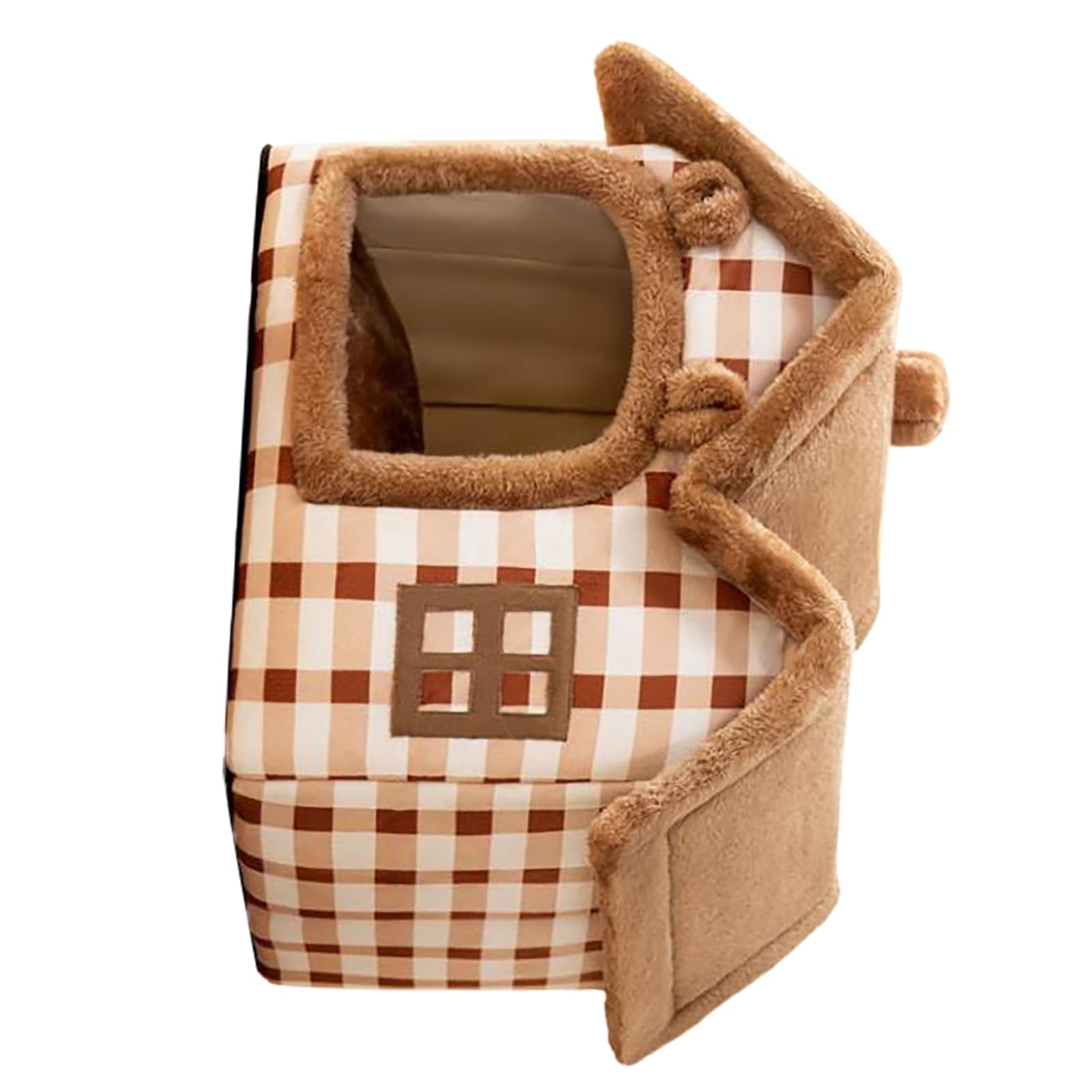Cuccia per Gatti, Letto in Peluche per Grotta per Gatti con Cotone PP e Peluche, Rifugio Caldo Chiuso, Cuscino Rimovibile, Design Portatile per Uso Domestico in Viaggio S (M)