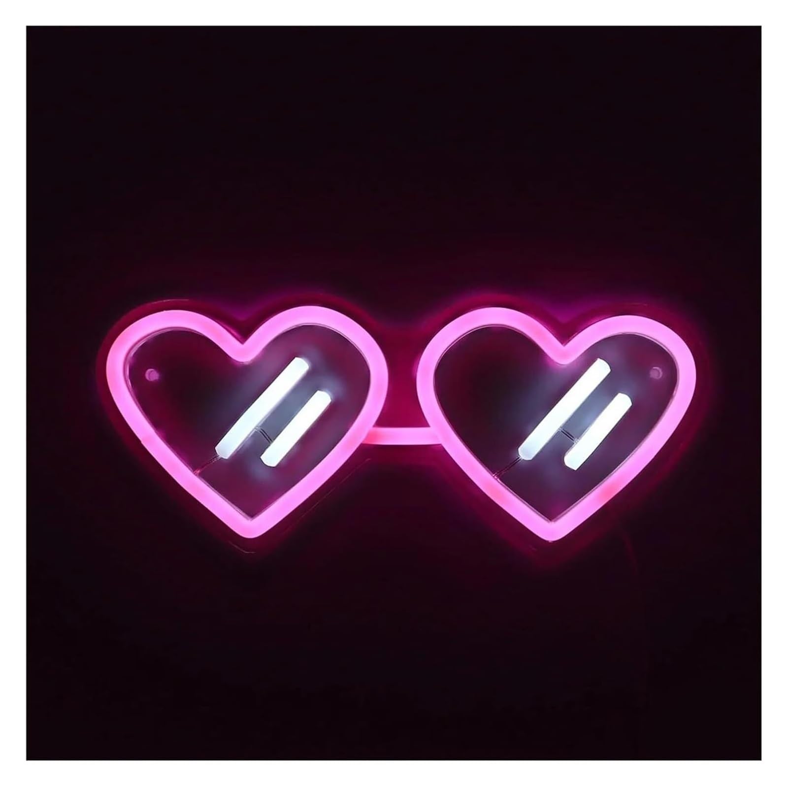 Letrero luminoso de neón con forma corazón y gafas para sol, regulable, para decoración pared, 11,3 x 26,7 cm