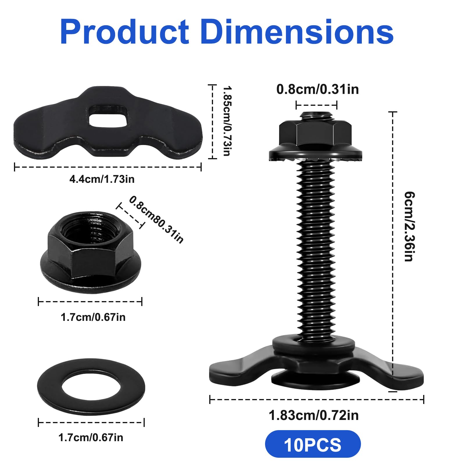 10 Stück Schraubfitting für Airlineschiene M8x60 Airline Fitting für Zurrschienen, Schraubfitting Set Single Endbeschlag zur Ladungsicherung für Wohnwagen,Transporter und Anhänger