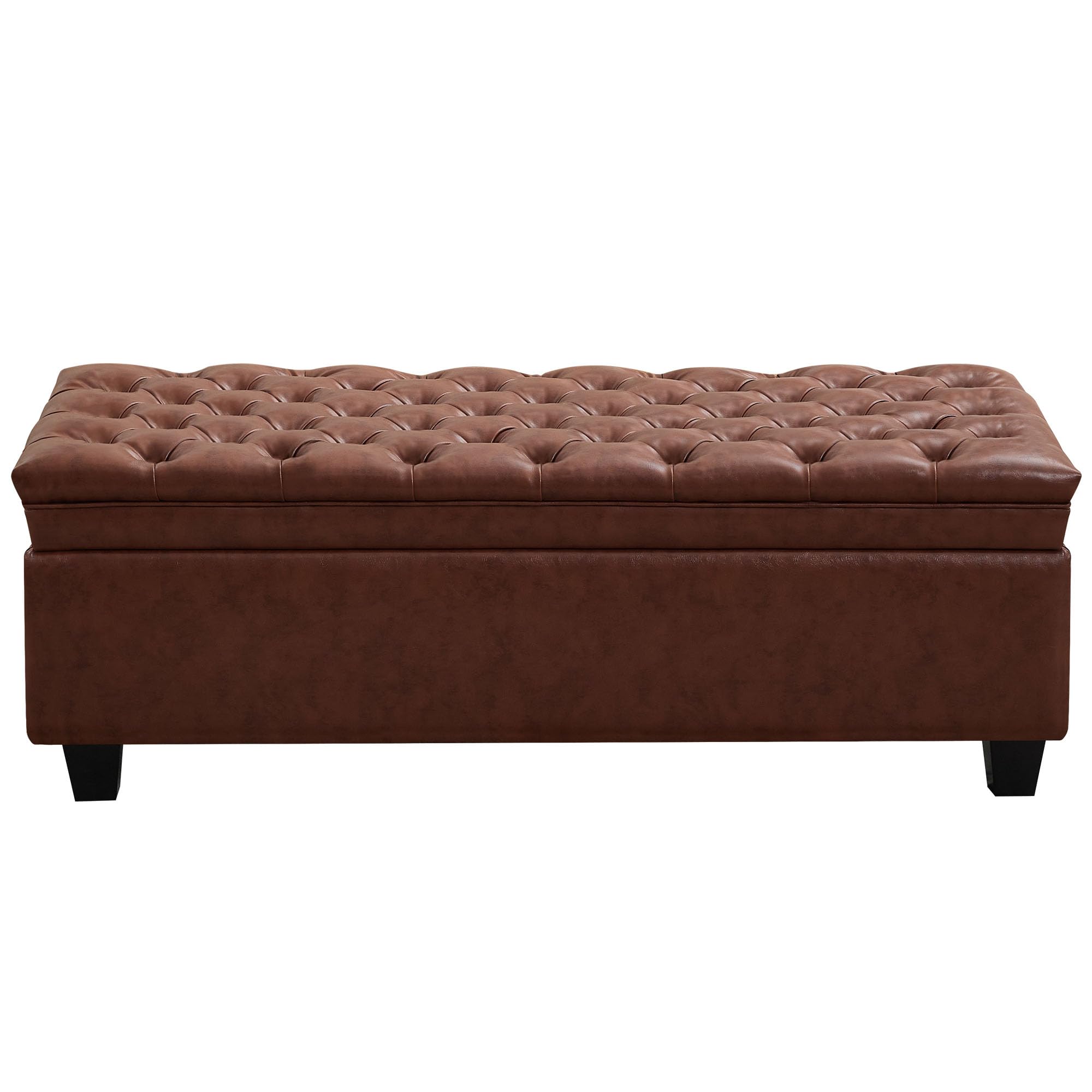 Similar to WUTUTUEE 50" Faux Leather Storage Ottoman Bench, Upholstered Rectangle End of Bed Storage Ottoman Tufted Living Room Bedroom Bench with Safety Hinge, Solid Wood Legs, Loads 500 lb(Brown)