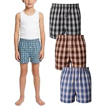 Boys 3 Pack Plaid Cotton Blend Woven Comfort Kids Youth Boxer Shorts