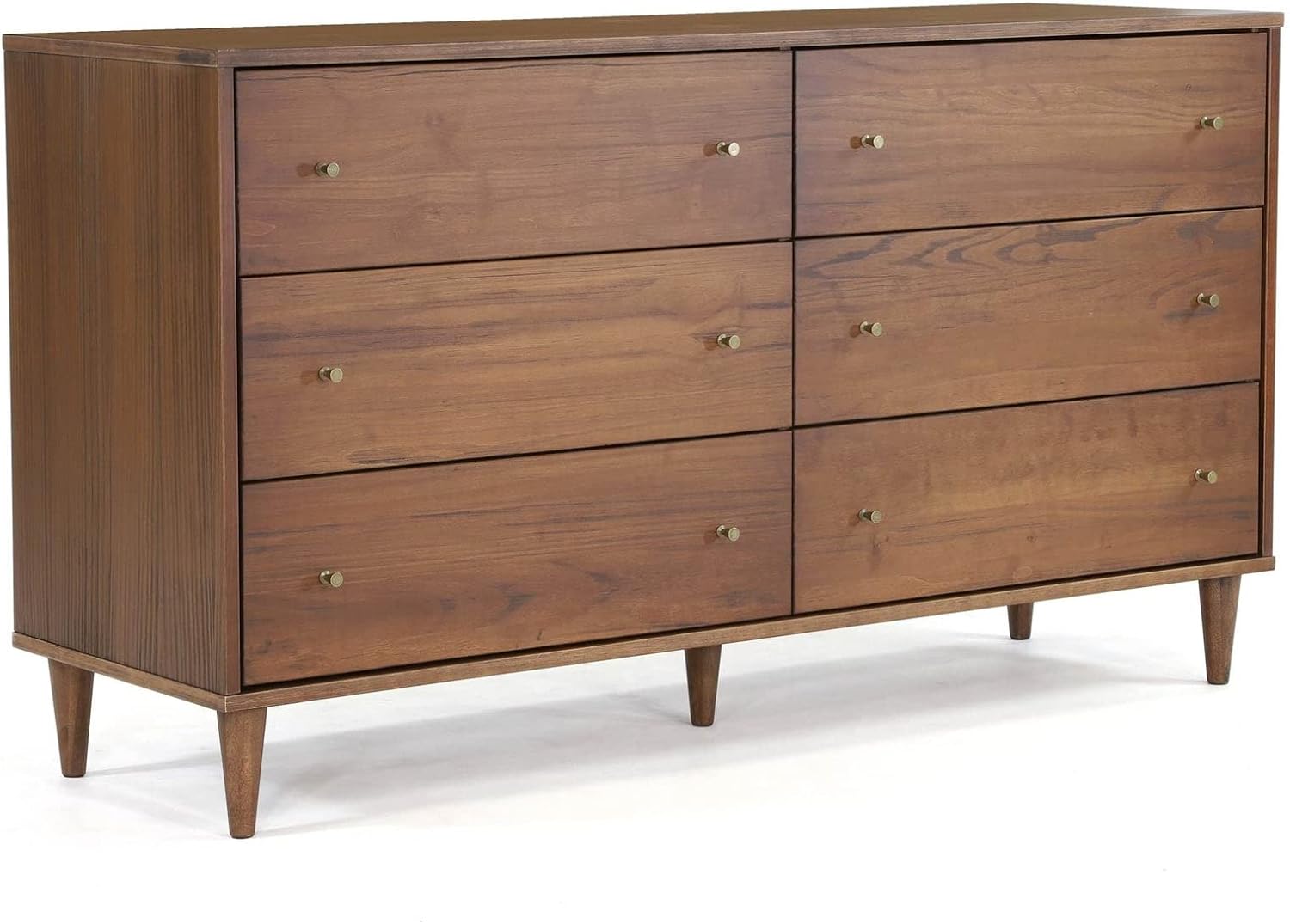 Grain Wood Furniture Mid Century 6-Drawer Dresser, Brushed Walnut