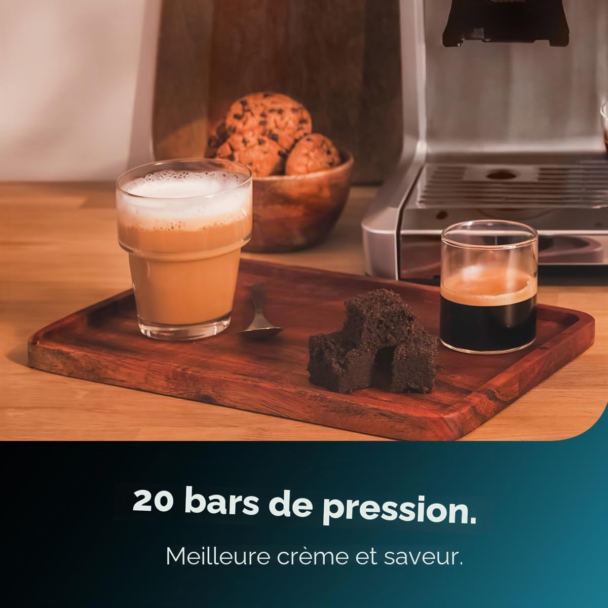 Cecotec Cafetière Express 20 Bars Power Espresso 20 Barista. 2250 W, Manomètre, 2 Thermoblocks, Vaporisateur Orientable, Réservoir de Café en Grains et Moulin à 20 Niveaux