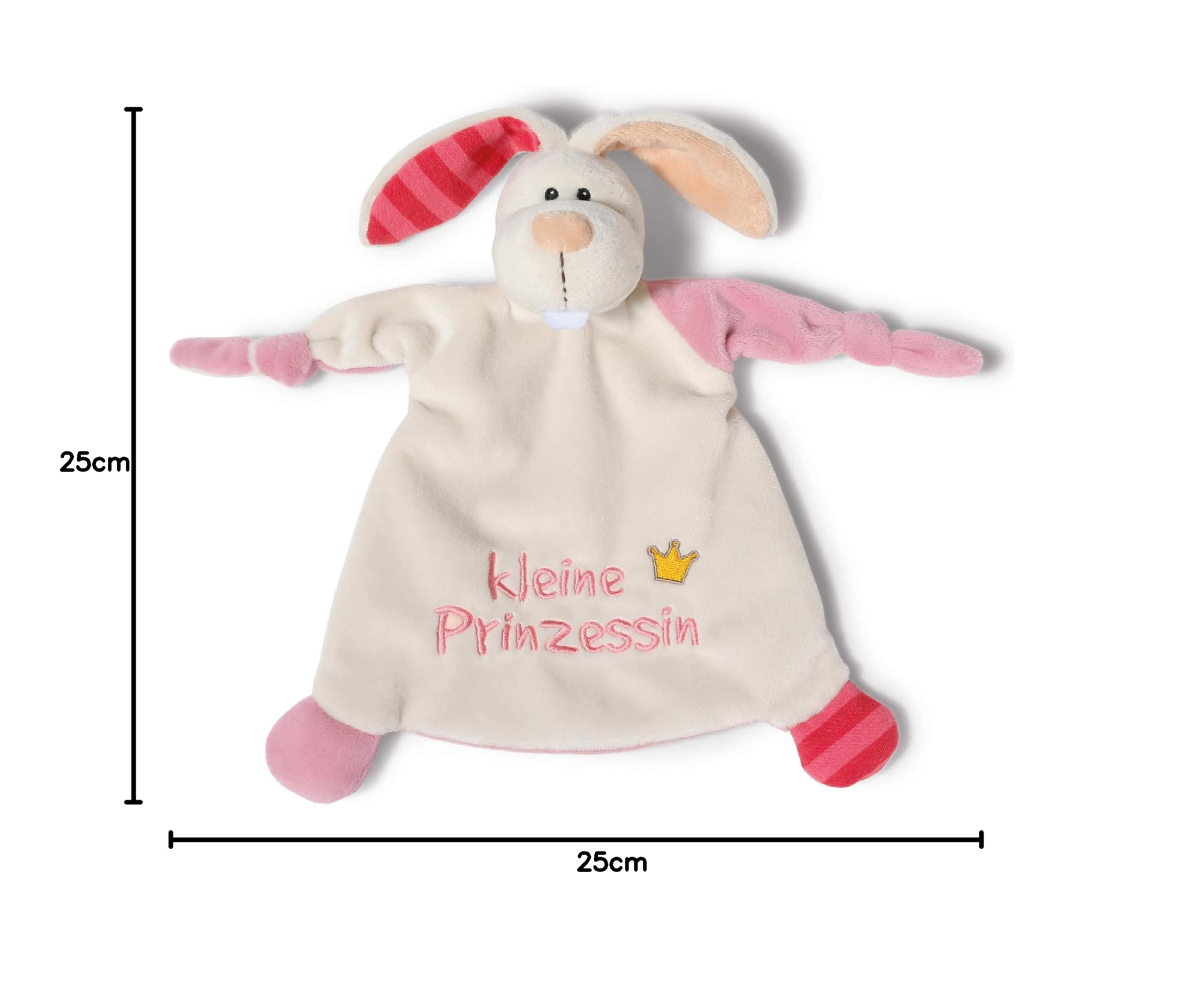 NICI Chusta do przytulania zając "Mała księżniczka" 25 x 25 cm – chusta do przytulania z zająca od 0+ miesięcy – przytulanka dla niemowląt i małych dzieci – przytulanka dla niemowląt i małych dzieci –