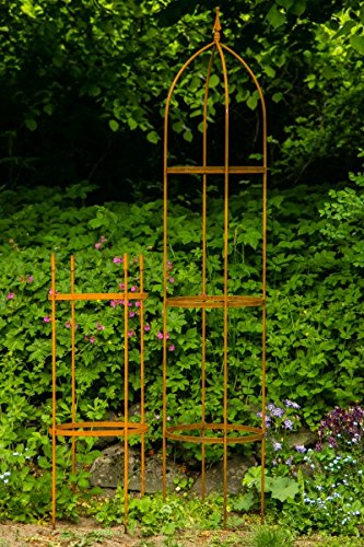 KUHEIGA Rankgerüst H: 300cm hoch, 10mm Volleisen Obelisk Rost H: 100cm, Rankhilfe,