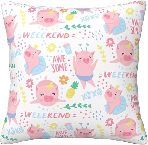 Aimeryup Throw Pillow Covers 12x12 Inch Cartoon Cute Pig Decorative Pillow Covers Cushion Covers cojines decorativos para sala Pillow Cases Cute