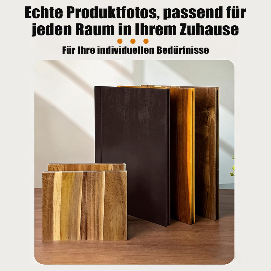 Schneidebrett Holz Buchoptik, Book Cutting Board mit Ständer, Holzschneidebrett, Das Sieht aus wie Bücher, Geeignet für Käse, Brot, Fleisch und Gemüse (Dreiteiliges Set + Ständer (3 * Schneidebrett))