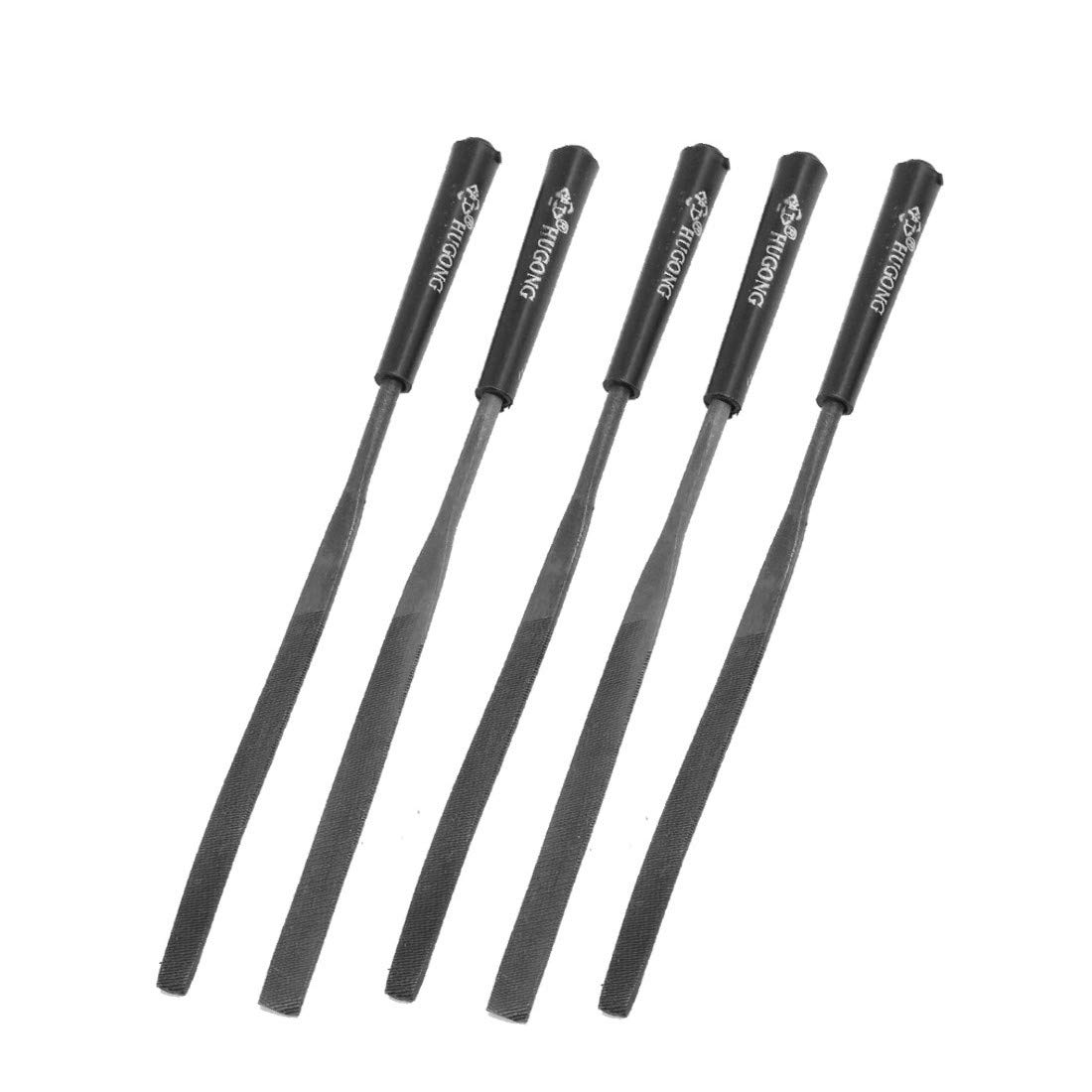 New Lon0167 5 Pcs Featured Black Handle 3mm reliable efficacy x 140mm Woodwork Equalling Flat Files Set(id:f83 2e 1f eef)