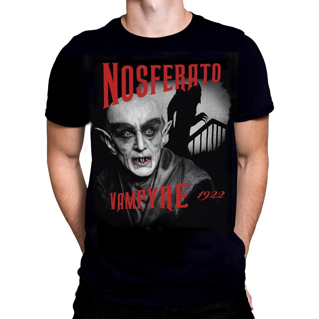Nosferatu 1922 Mens T-Shirt Gothic Horror Halloween Black Cotton Graphic Tee Shirt