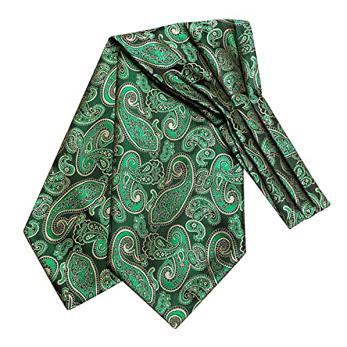 Image of Dubulle Paisley Floral Ascot for Men Self Tie Mens Cravat and Pocket Square Cufflinks Wedding