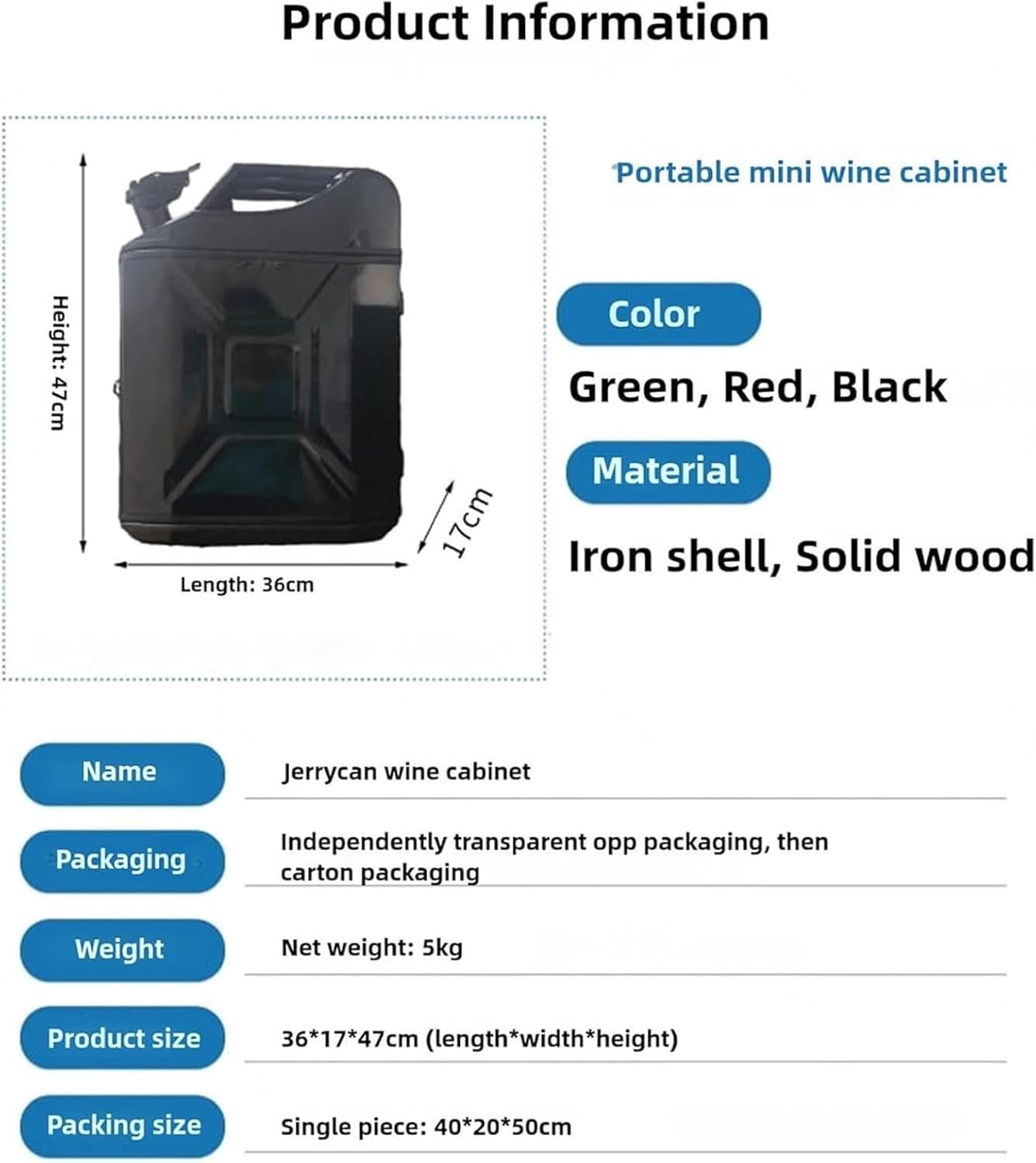 20L Jerry Can Creative Wine Cabinet, Whiskey Bar Cabinet, Lockable Portable Mini Can Storage Box, Birthday Gift for Your Husband, Dad or Friend