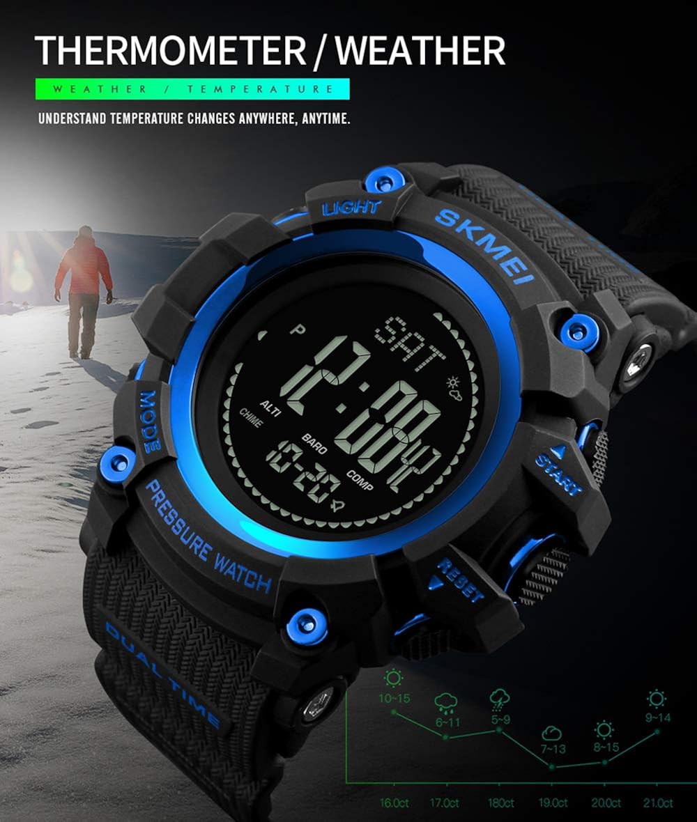 Miniatura 3 de Relojes deportivos para hombre al aire libre podómetro calorías reloj digital altímetro barómetro brújula termómetro reloj para hombre