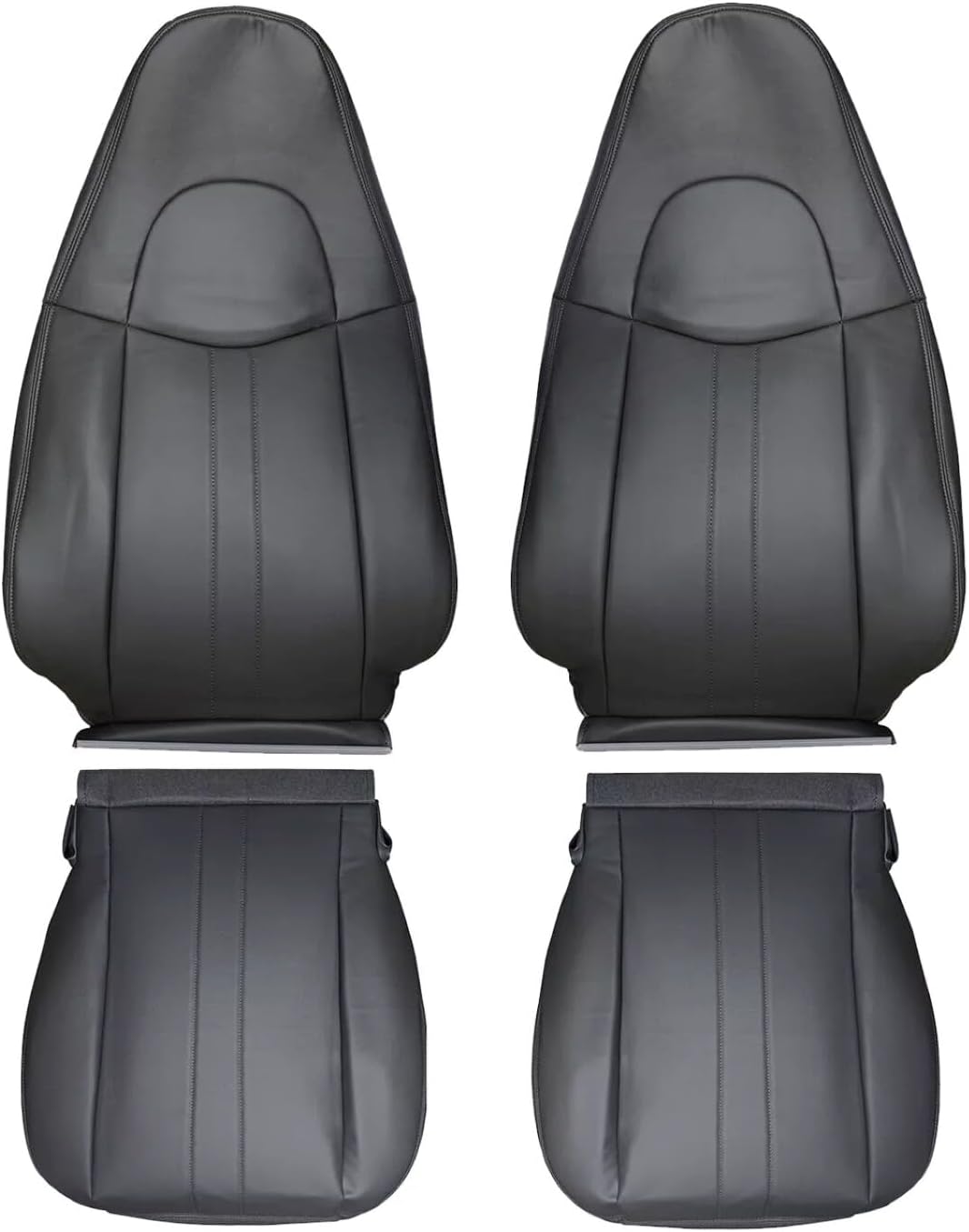 4Pcs Dark Gray Leather Seat Cover Compatible with Chevy Express GMC Savana Van 2003-2014 Front Driver and Passenger Side