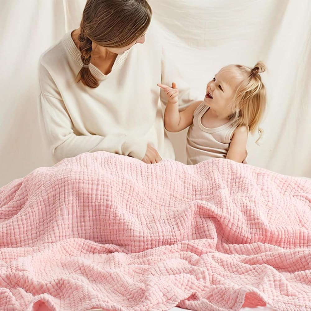 Musselin Decke, Sommer Musselin Decke Erwachsene, Natürliche Musselin-Baumwolle, Kühle, Weich Und Atmungsaktiv as Cuddly Blanket, Bed, Couch Throw, All Seasons (Weiß,150 * 200cm)