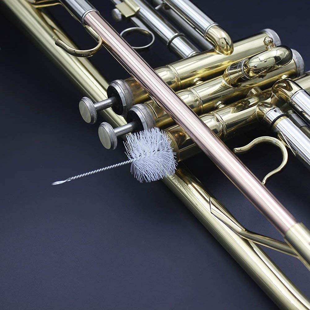 Kit di Pulizia Tromba, Spazzola per la Pulizia per Tromba Accessorio per la Manutenzione di Strumenti Musicali(Pennello Boccaglio, Pennello Valvola, Spazzola Flessibile)