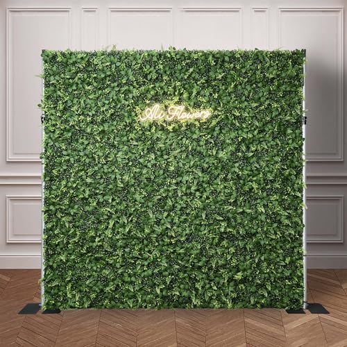 Aliflowers Artificial Flower Wall 8x8ft Green Grass Backdrop for Wedding Baby Shower Party Birthday & Home Decor Easy & Quick Assembly (Greenery)