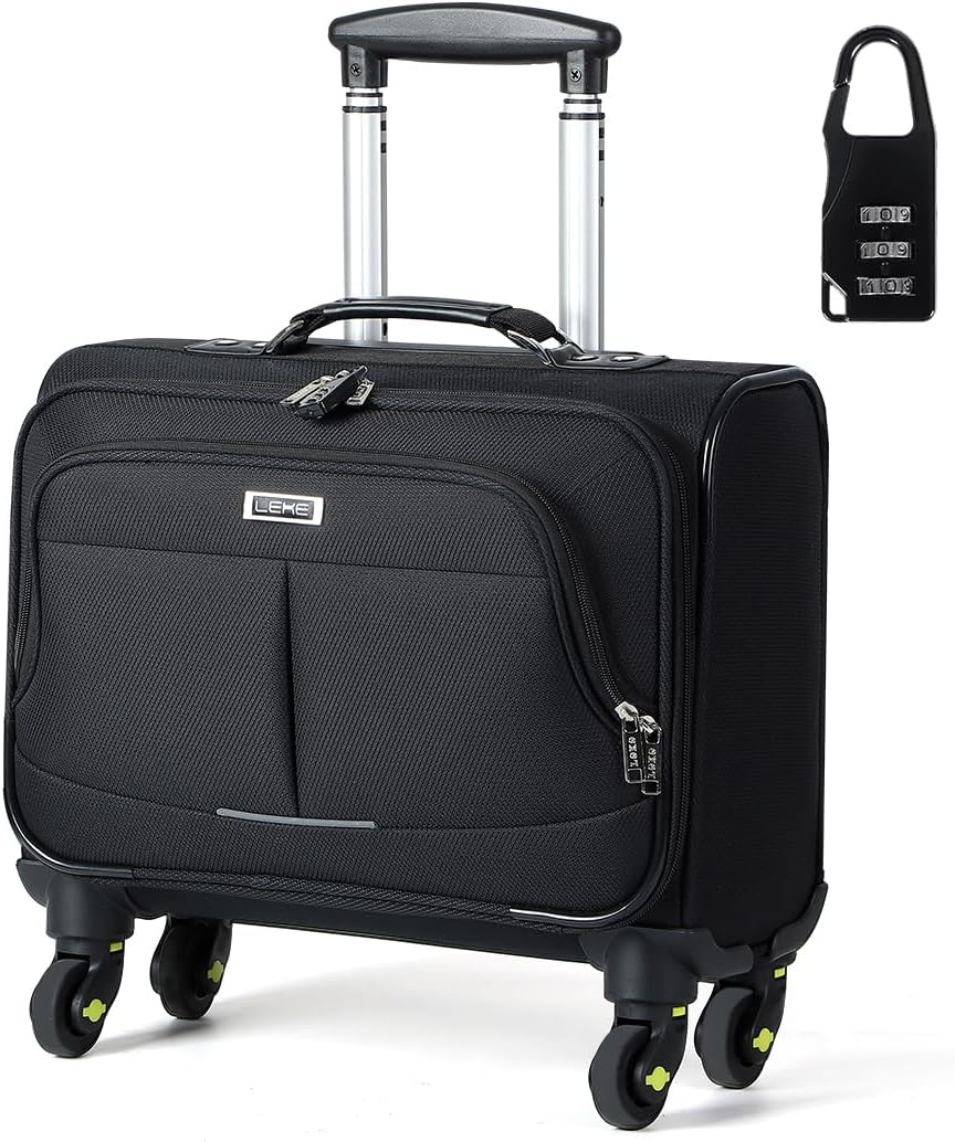 Lekebobor Rolling Laptop Bag Rolling Laptop Briefcase on Wheels for Women Fits Up to 17.3Inch computer Bags Water Resistant for Work Travel and Business, Black