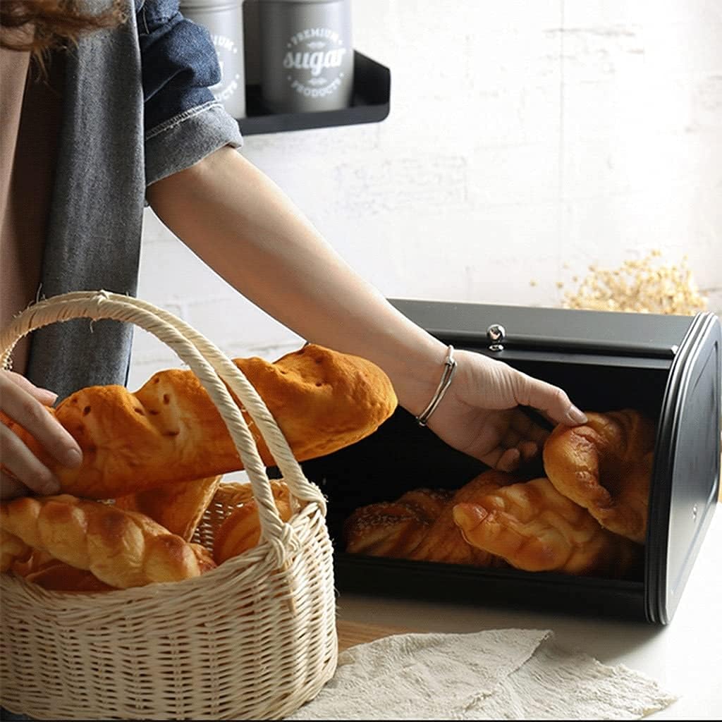 (Container B Color) (Container H) Tea Caddy Countertop Bakery Kitchen Jar Easy Kitchen Countertop Storage Gift Roll Up Lid Bread Bin Holder Metal Biscuit Container and Metal Bread Box (Container C) image 4