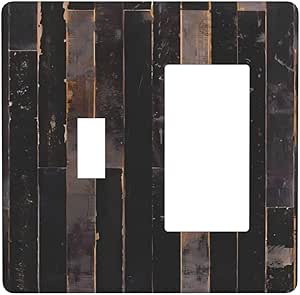Black Farmhouse Wood Board 2 Gang Single Toggle/Rocker Combination ...