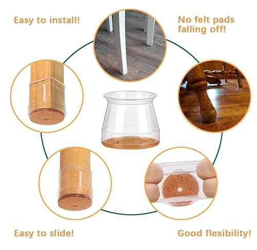 Ansible SB-122 24 Pcs Chair Leg Floor Protectors, Furniture Felt Pads Silicone Covers Caps thumb #6