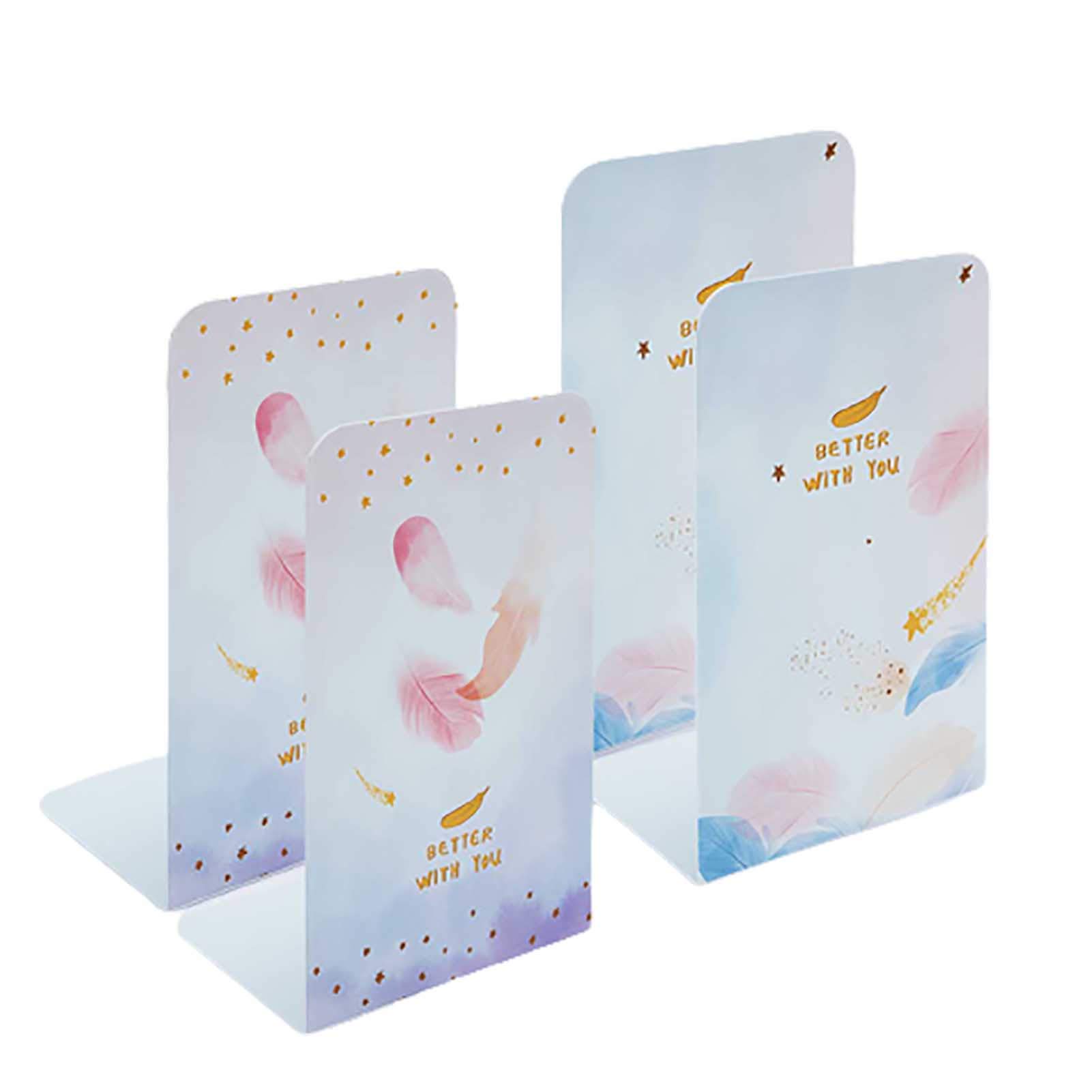 2 Paires de Serre-Livres antidérapants, Bouchon de Livre en métal décoratif en Forme de L idéal pour l'école à Domicile de Bureau de bibliothèque - Magnifique décor à la Maison
