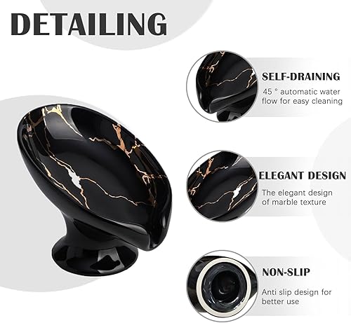 Miniatura 3 de WHJY Bandeja para jabón de mármol, forma de hoja pequeña, color negro, para baño y cocina