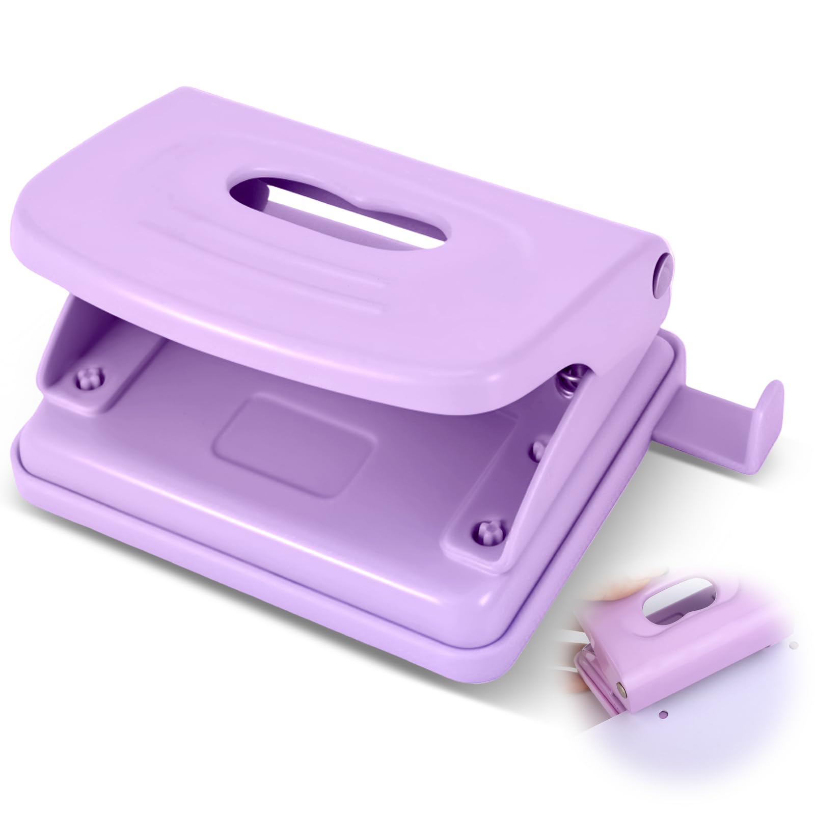 Photo 1 of 2 Hole Punch, Metal Purple Two Hole Punch for Crafts, Adjustable Manual Paper Puncher Office Punchers for A4/A5/B5 Looseleaf Book and Home Supplies, 8 Sheet Capacity