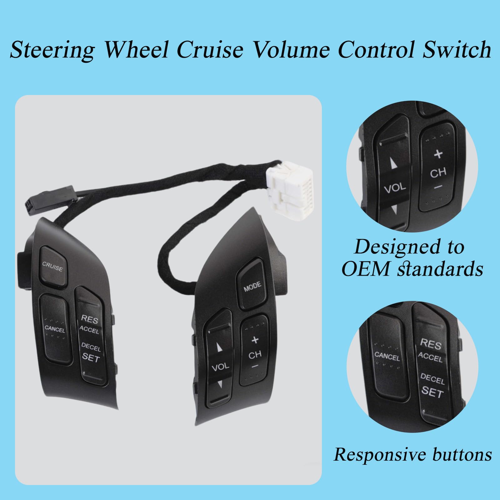 Botón de control de crucero de volumen montado en el volante, compatible con Honda Accord 2003-2007 Odyssey 2005-2010, reemplaza # 35880-SDB-A21, 35880-SDB-A01ZA