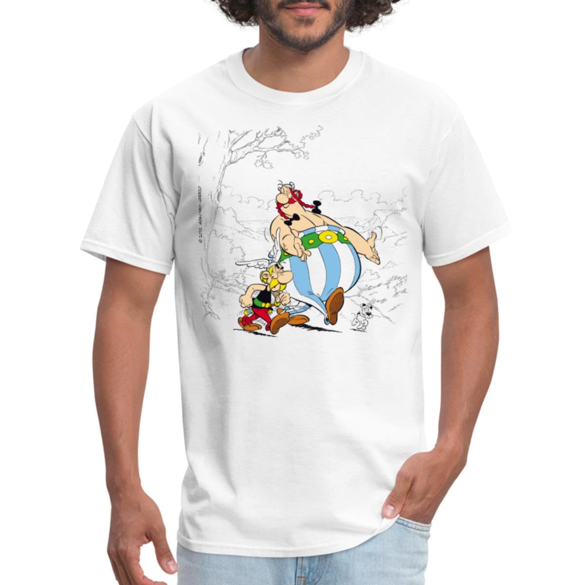 APSRA RETAIL Asterix & Obelix Dogmatix Walk Licensed Men's T-Shirt Casual T-Shirt Half Sleeve Round Neck Printed Men's t Shirt