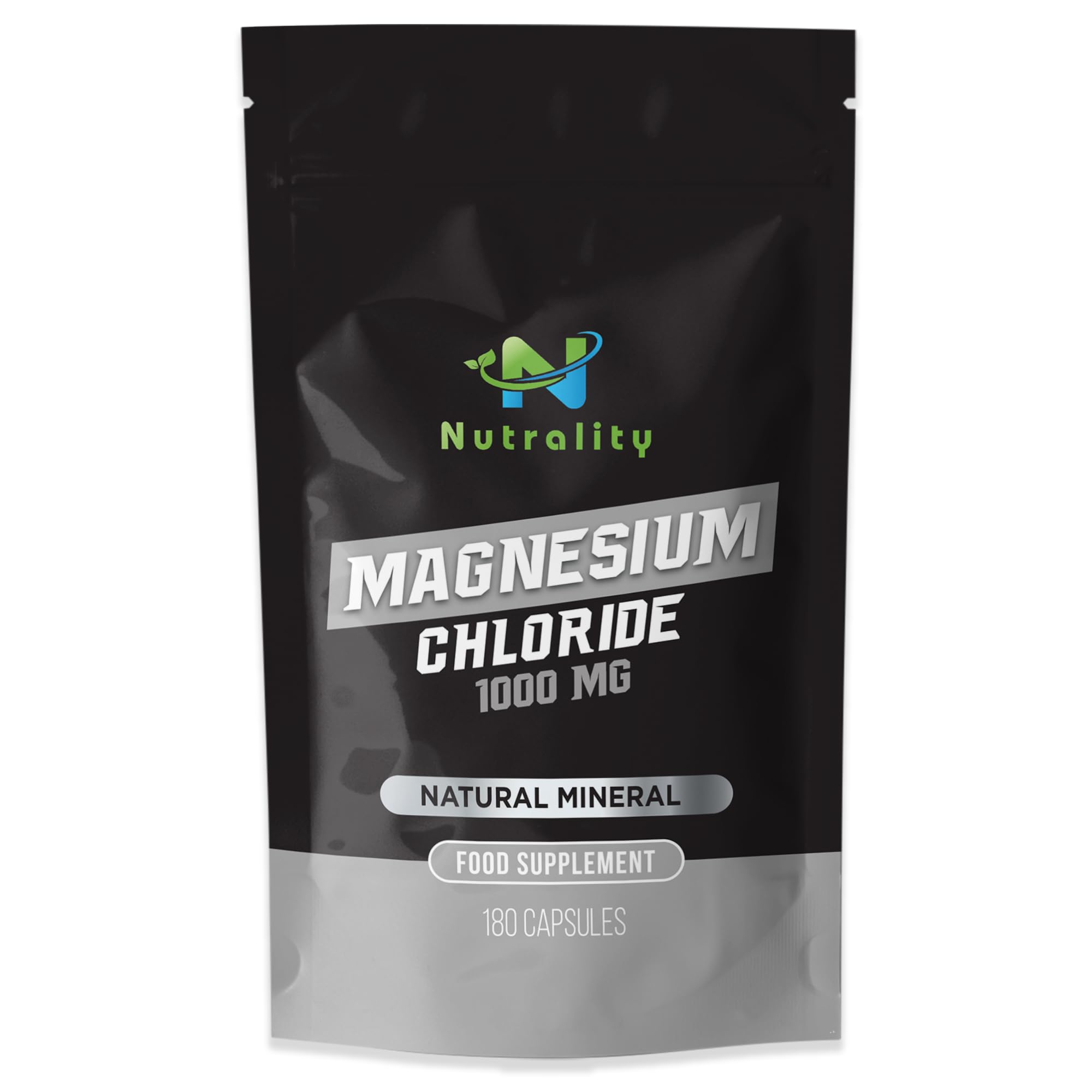 Magnesium Chloride Supplement 1000mg | Magnesium Sleep Aid | Magnesium Capsules for Men & Women | Supports Digestion, Bone Health, Muscle & Heart Function | Vegan | 180 Capsules