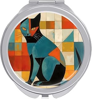 Modern Art Cat Travel Makeup Mirror 1x/2x Mag...