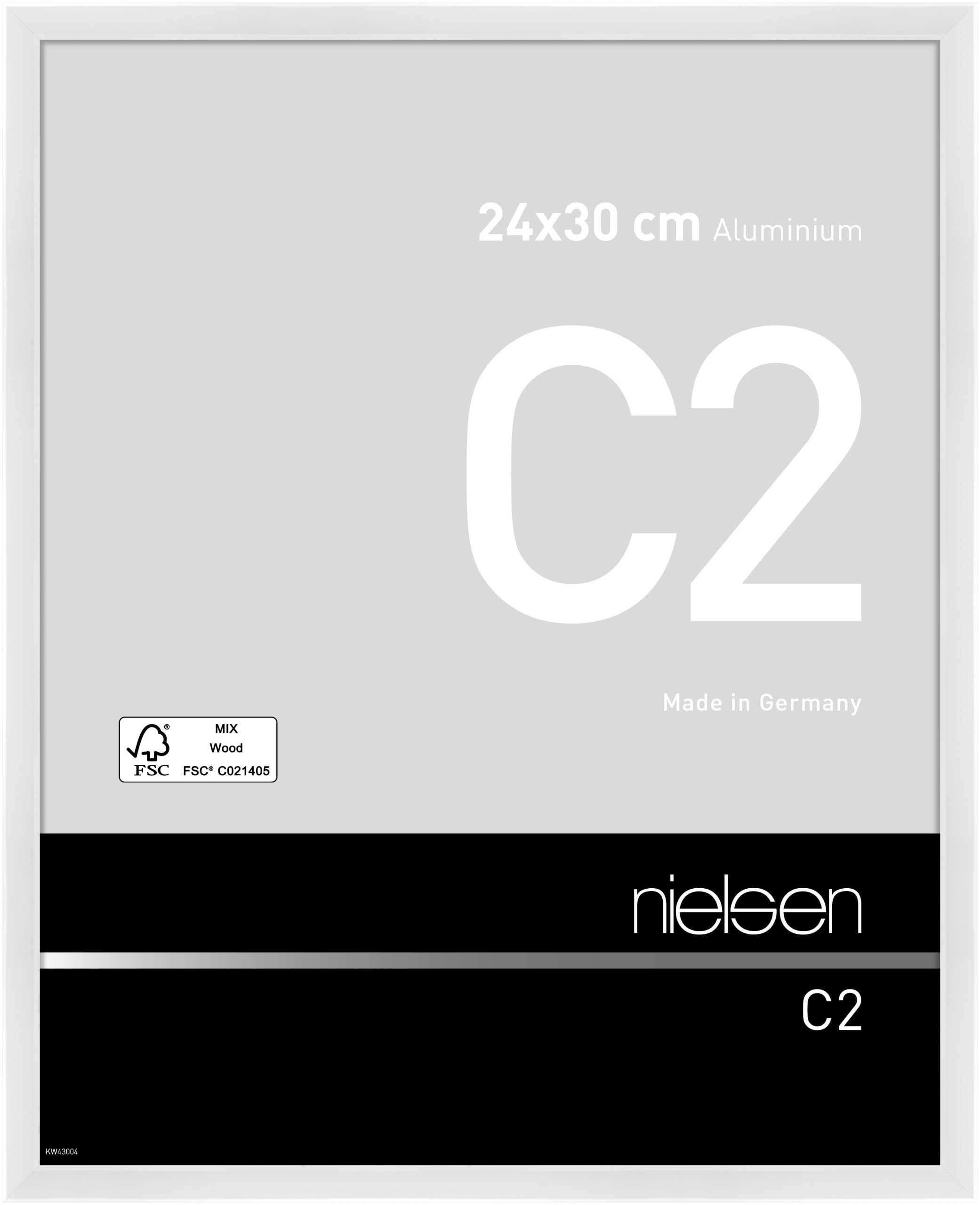 Nielsen White C2 Aluminium Picture Frame - Polished 24X30cm - With Float Glass And Easy Push-Turn Clips
