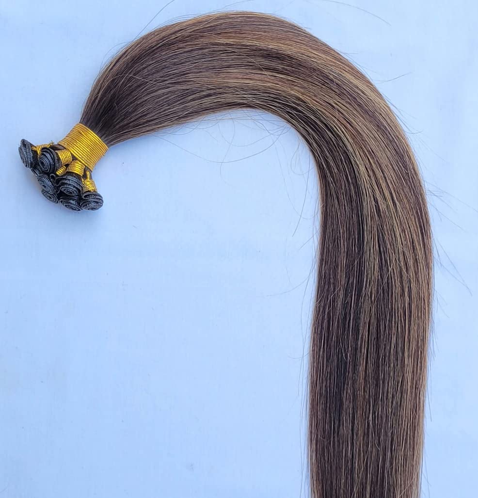 Hair Faux You 20" Hand-Tied Weft Hair, 8 Bundles, 100 grams, Soft Silky Straight,100% Human Remy Weft Hair Extensions #Rooted Ombre Balayage , #B2/6 .The top (3 inches roots) is #2 (Darkest Brown) to a #2/6 (Highlighted- Darkest Brown with Chestnut Brown) on the bottom.