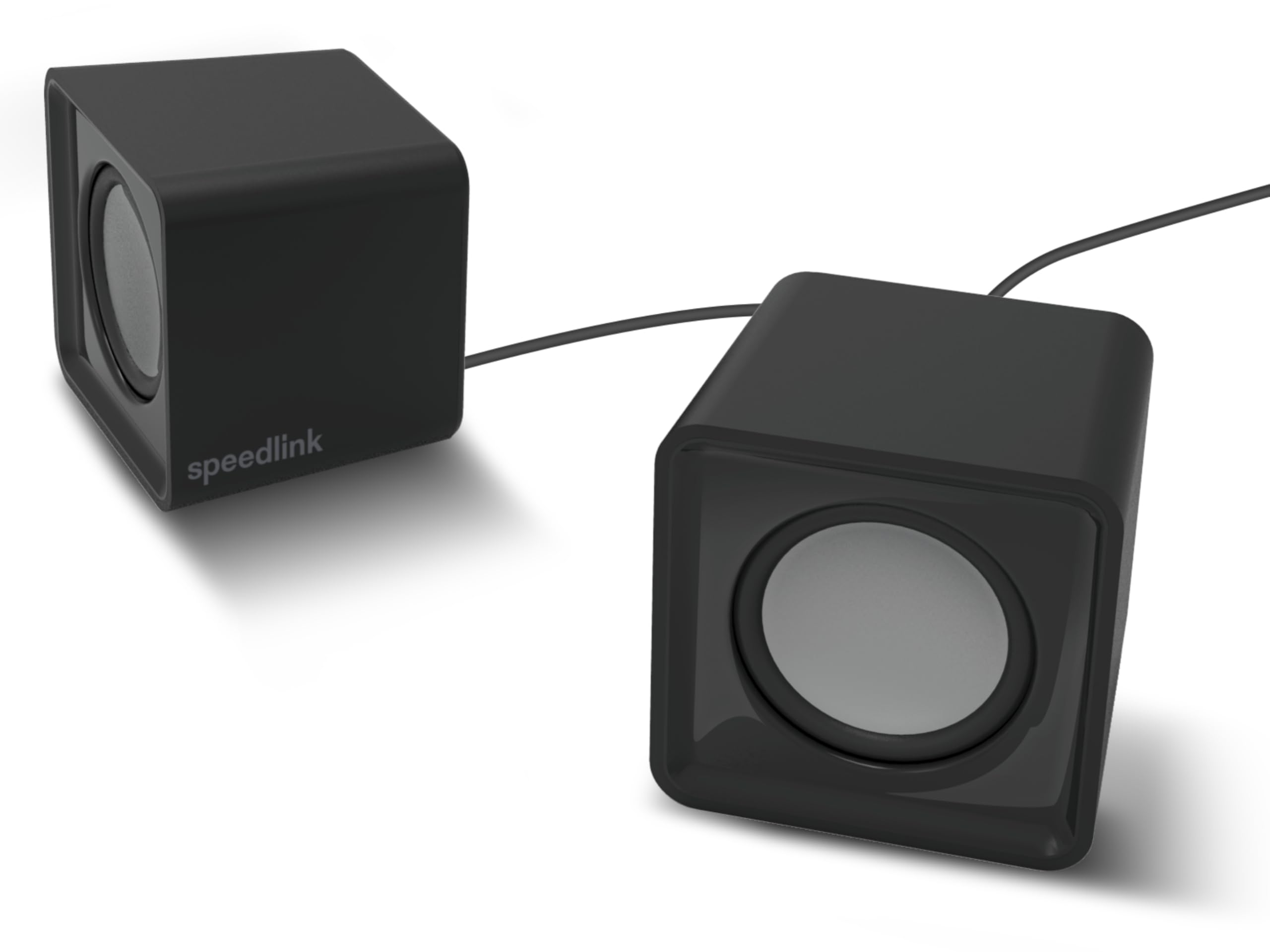 SPEEDLINK SL-810004-BK Twoxo Stereo Compact Cube designed USB Powered 5W Speakers –3.5mm jack for use with PC, tablet or smartphone – Multimedia sound for music, games and video - Black