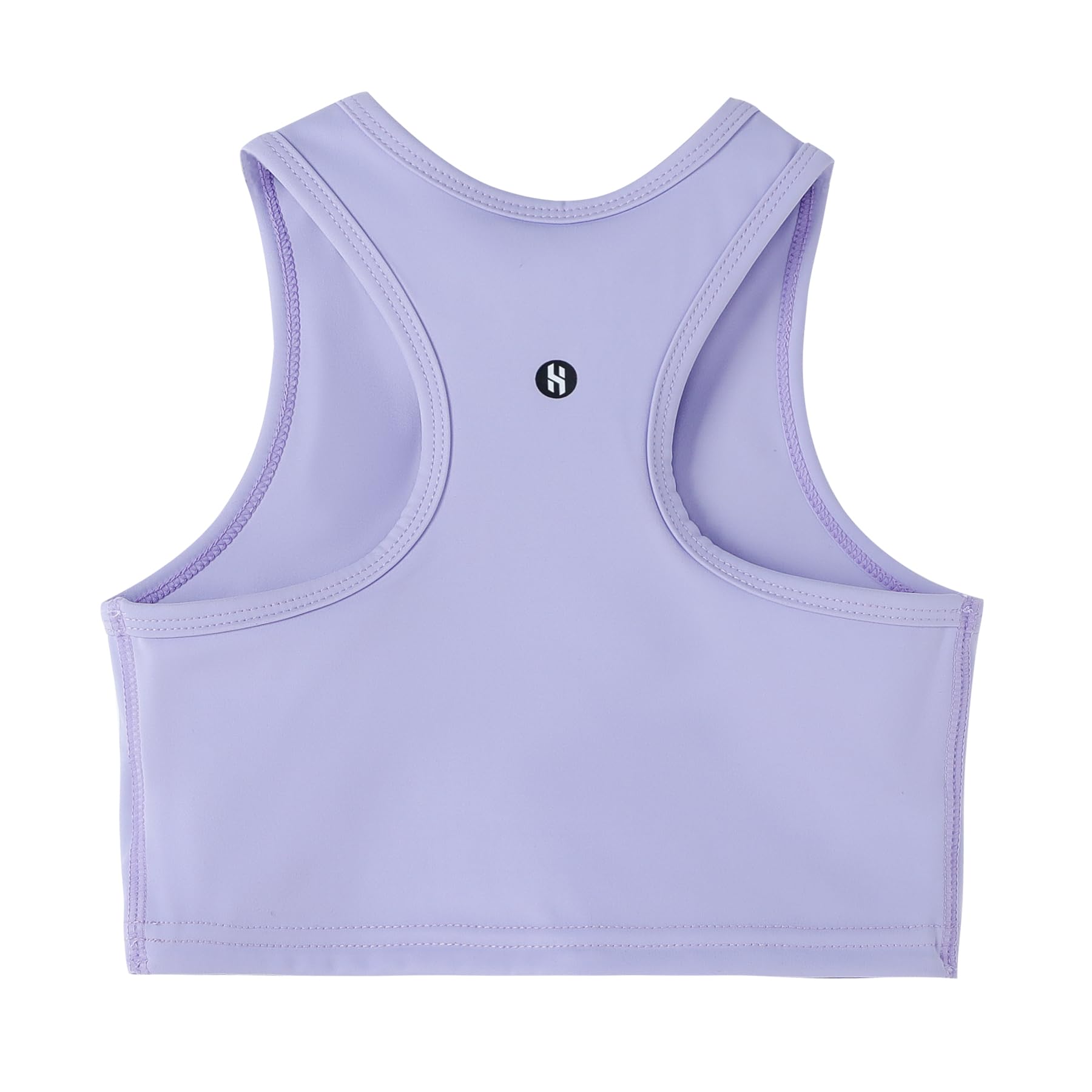 Girls Sports Bra Racerback Crop Tank Top for Kids High Neck Sleeveless Athletic Dance Top Teen 3-12Y