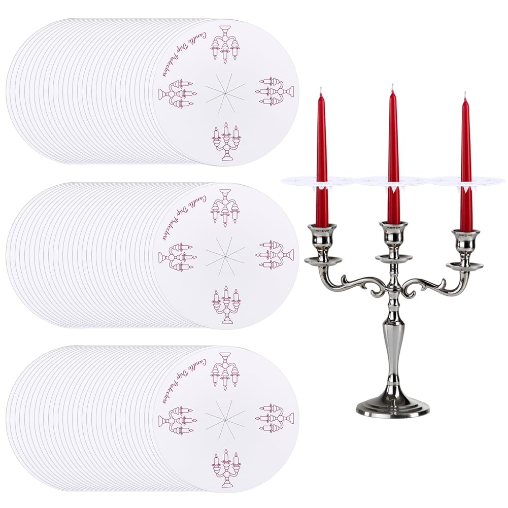 BENECREAT 200PCS Paper Candle Holder, 76mm/3Inch Diameter Drip Protectors with Candle Pattern, Protector Covers for Candlelight Services Memorial Christmas Eve Vigil