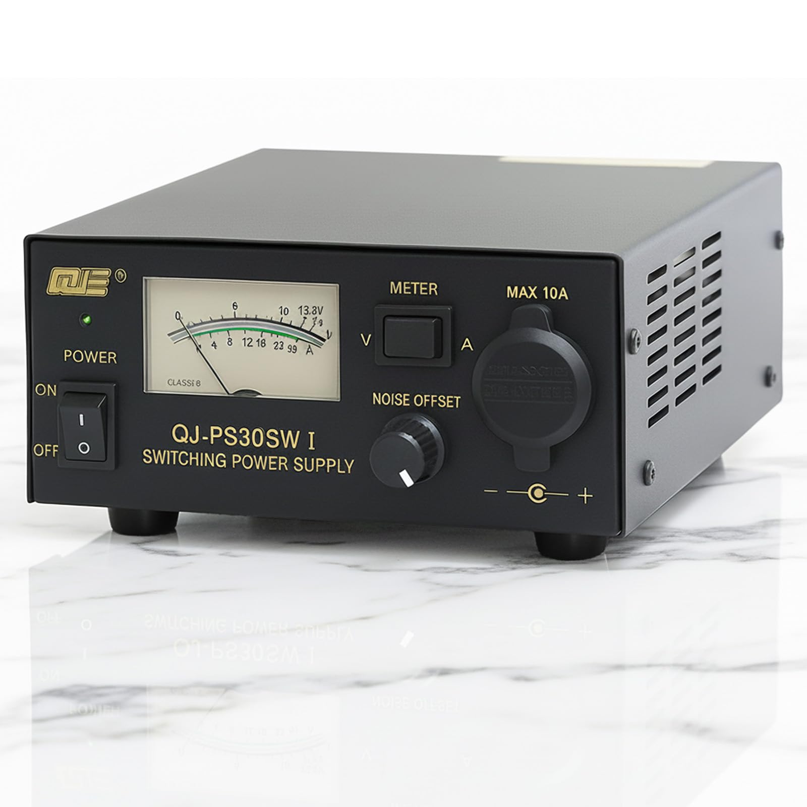 Fuente de alimentación de banco de 30 A 13,8 V - Fuente de alimentación de radio jamón con control de ruido ajustable, convertidor de CA a CC con enchufe para encendedor de cigarrillos y seguridad