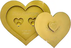 Porta Aliança Coração Casamento Personalizado Noivado Dourado MDF