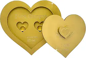 Porta Aliança Coração Casamento Personalizado Noivado Dourado MDF