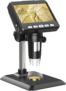 Ashfly Mikroskop, LCD Digital Mikroskop 1000X 4,3-Zoll 1080P USB Mikroskop mit 8 einstellbaren LED Licht, PC-Ansicht, kompatibel mit MacOS Windows ideal für Erwachsene