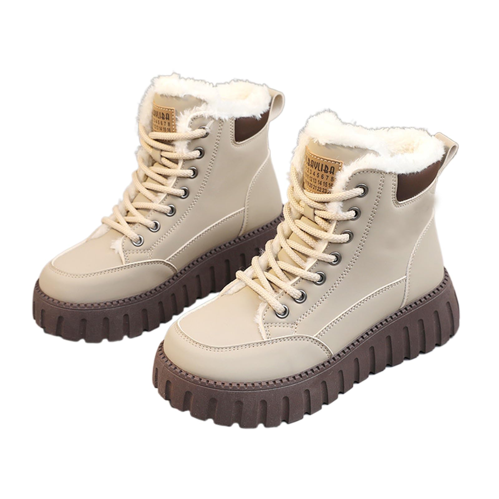 Outdoor Winter Snow Boots For Womens Work Hiking Ankle Boots Leather Waterproof Hiking Work Ankle Boots with Fleece