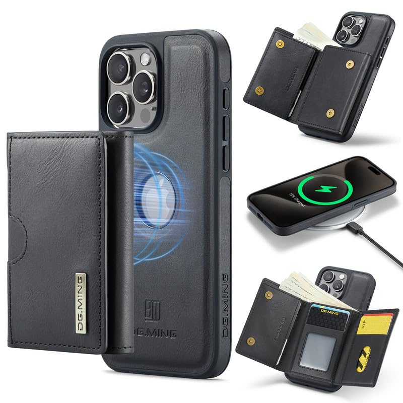 Étui iPhone 15 Pro Max magnétique en cuir pour organiser vos sorties sans vous encombrer