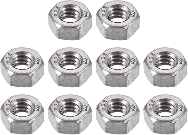 sourcingmap Hex Nuts, 1/4-20 UNC 304 Stainless Steel Thread Hexagon Nut 10pcs