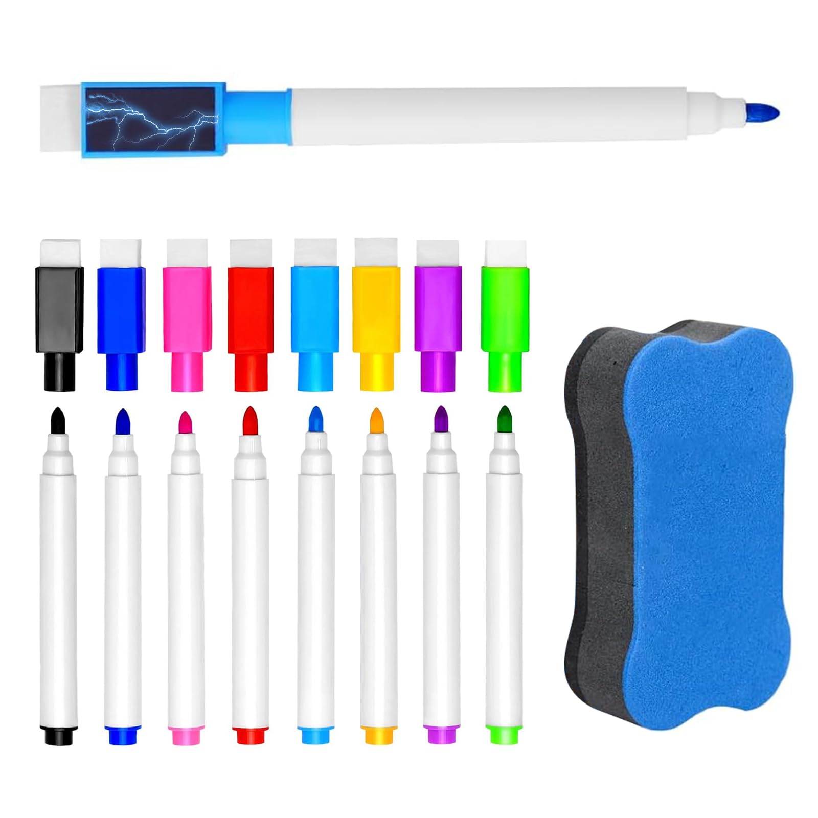 Rotuladores Pizarra Magnetica 8 Pcs Juego de Marcadores para Pizarra Blanca Rotuladores Pizarra Blanca with 1 Borrador Pizarra Blanca para Material Hogar Escolar y de Oficina